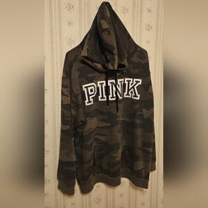 Camouflage Hoodie with Pink Logo XL